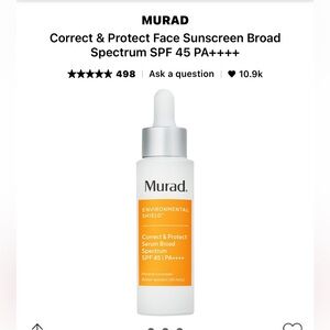 Murad correct & protect face sunscreen broad spectrum SPF 45 PA++++